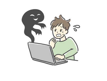 Illustration, ordinateur personnel, surfer sur le net, trouble net, 