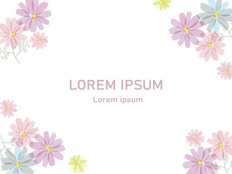 秋桜 コスモス,秋桜,花,花柄,花枠,フレーム,ボタニカル,パステル,ピンク,カラフルのイラスト素材