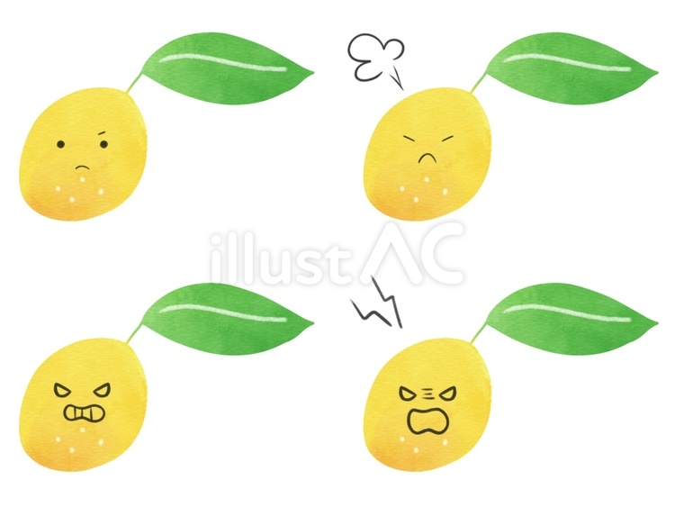 果物のキャラの表情セット　怒　きんかん きんかん,果物,キャラクターのイラスト素材