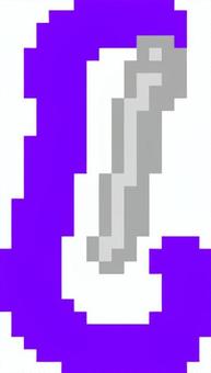 ドット絵の紫のカラビナです。 ドット絵,カラビナ,シンプル,クライミングギア,登山,道具,固定具,メタル,アウトドア,アクセサリーのイラスト素材