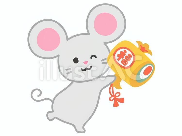小槌とネズミ 年賀状,ネズミ,子年のイラスト素材