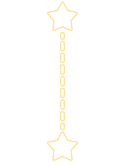 黄色い星の縦長の見出し装飾ライン 飾り罫,星,キラキラ,点線,ライン,縦,かわいい,黄色,線画,ポップのイラスト素材