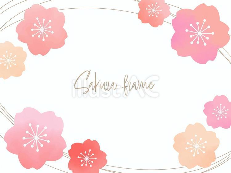 春のフレーム　水彩の桜・和風背景　4 春,桜,さくらのイラスト素材