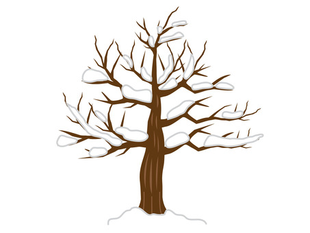 雪が積もった冬の枯れ木 雪,枯れ木,枝,冬,落ち葉,木,雪景色のイラスト素材