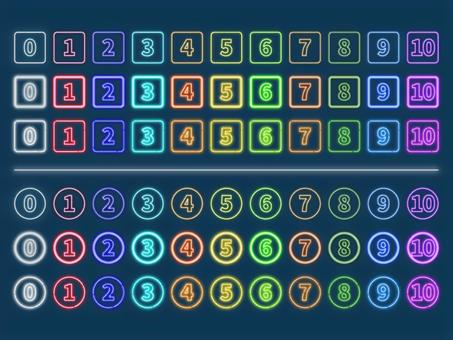 シンプルなナンバーアイコン　ネオン シンプル,アイコン,数字,グラデーション,グリーン,文字,四角,丸,あしらい,おしゃれのイラスト素材