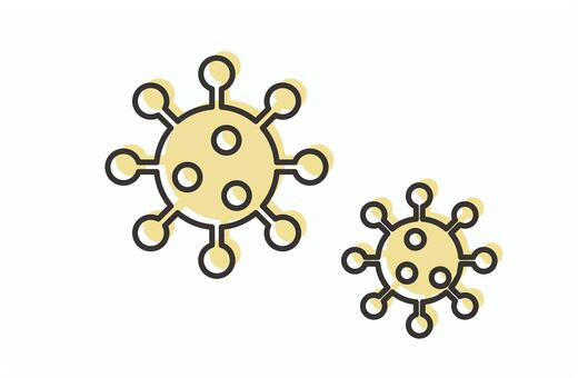 黄色いウイルスアイコン ウイルス,アイコン,風邪,食中毒,感染,感染症,飛沫感染,唾,咳,くしゃみのイラスト素材