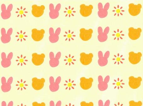 うさぎとクマのパターン うさぎ,クマ,パターン,模様,ほのぼの,シンプル,シルエット,黄色,イエロー,可愛いのイラスト素材