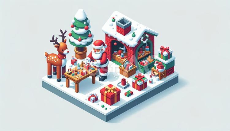 クリスマスとトナカイとサンタクロース サンタクロース,トナカイ,サンタのイラスト素材