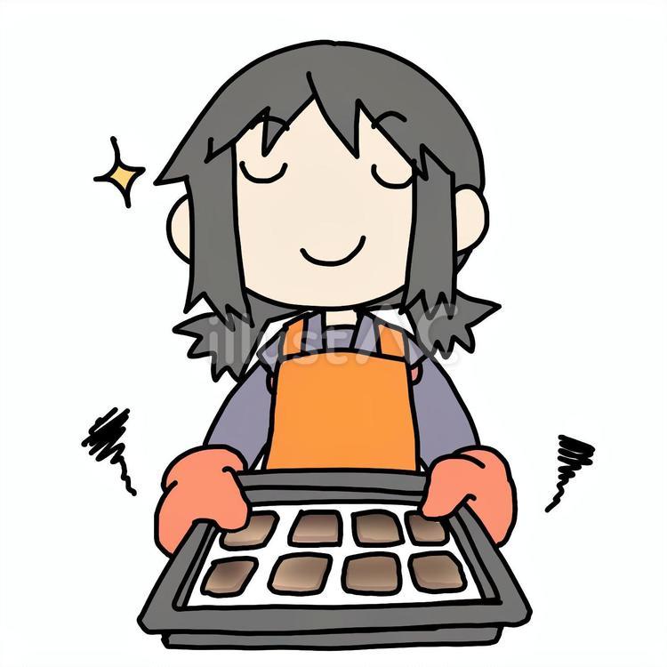 ドヤ顔で失敗クッキーを焼く少女 少女,クッキー,ドヤ顔のイラスト素材