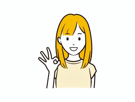 OKサインをする笑顔のTシャツ女性 女性,女の子,okサイン,okポーズ,ok,サイン,ポーズ,笑顔,可愛い,tシャツのイラスト素材