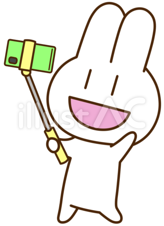 自撮りうさぎ2 うさぎ,自撮り,スマホのイラスト素材