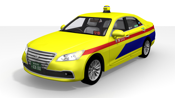 タクシー１（前面） タクシー,自動車,セダン,ハイヤー,空車,3dcg,リアル,賃走,代行,はたらくのイラスト素材