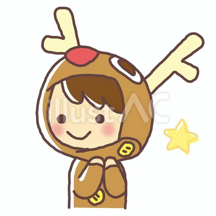 トナカイの着ぐるみ（004） 子供,クリスマス,12月のイラスト素材