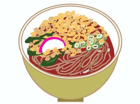 たぬきそば たぬきそば,蕎麦,麺,食べ物,和食,揚げ玉,ワカメ,蒲鉾,ネギ,蕎麦屋のイラスト素材