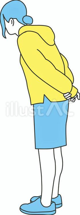 覗き込み女性の後ろ姿 女性,女,頭を下げるのイラスト素材
