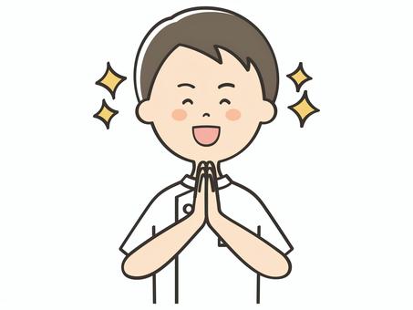 感激する男性看護師 感激する男性看護師 感謝,感動,感激,素敵,褒める,ワクワク,ありがとう,お礼,嬉しい,喜びのイラスト素材