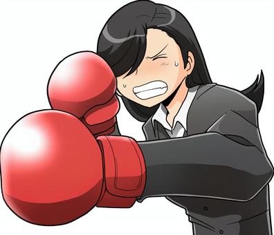 フックを放つボクシングOL 人物,女性,女子,ボクシング,格闘,ボクサー,スーツ,会社員,キャリアウーマン,ビジネスのイラスト素材