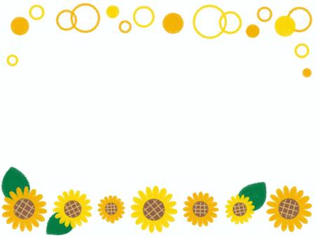 Crayon sunflower and polka dot frame, , JPG and PNG