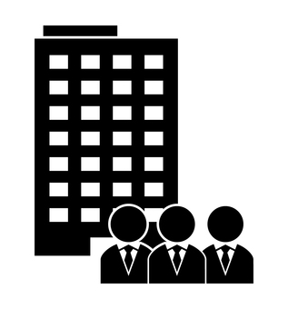 ビルとネクタイの三人 会社,会社員,ビル,人物,アイコン,スーツ,ビジネス,雇用,ビジネスマン,企業のイラスト素材