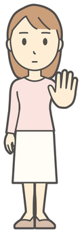  ロングヘア女性-189-全身 ストップ,女性,女の子,人物,かわいい,止まれ,禁止,だめ,下がれ,押すのイラスト素材