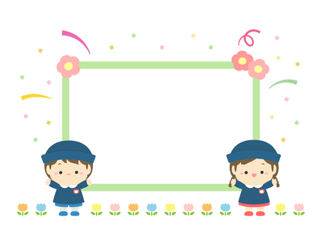 入園式の看板と子どもたち02