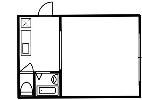 少し広めの1K キッチンに玄関間取り 少し広めの1K キッチンに玄関間取り 1k,キッチン,部屋,間取り,シンプルのイラスト素材