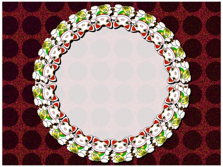 招き猫の丸いフレ−ム 招き猫の丸いフレ−ム 招き猫,フレーム,ポストカード,メッセージカード,円,丸,サークル,罫線なし,透け感,かわいいのイラスト素材