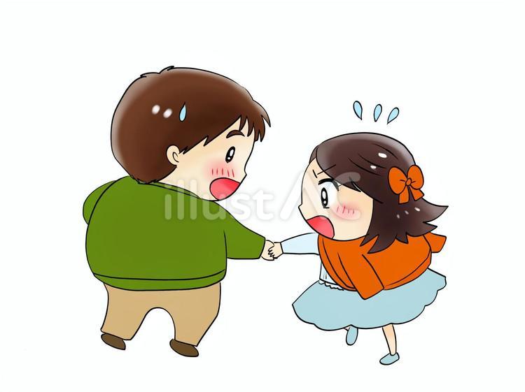 男性の手を取って急ぐ女性 男性,女性,カップルのイラスト素材