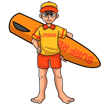 ライフセーバー ライフセーバー,救助,安全,夏,監視員,ビーチ,キャラクター,サーフボードのイラスト素材