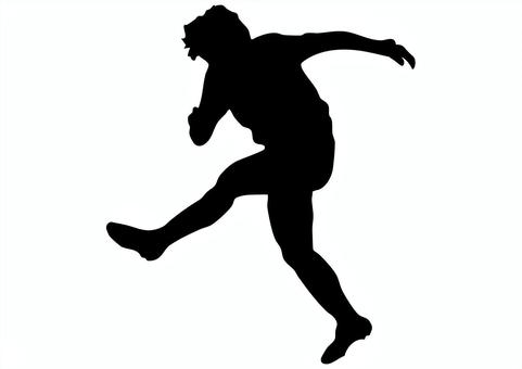 サッカー選手のシルエット5 サッカー,シュート,かっこいい,体勢,人間,男,成人,影,人影,シンプルのイラスト素材