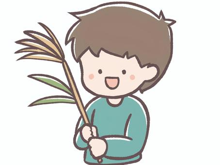 ススキと男の子 ススキ,男の子,秋,9月,10月,植物,人物,保育園,幼稚園,児童館のイラスト素材