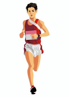 駅伝ランナー15 駅伝,ランナー,長距離走,タスキ,ランニング,ジョギング,持久力,男性,人物,一人のイラスト素材