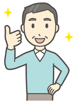 ニット中年男性-374-バスト  ニット中年男性-374-バスト いいね,おじさん,男性,中年,お父さん,パパ,シニア,ミドルエイジ,人物,かわいいのイラスト素材