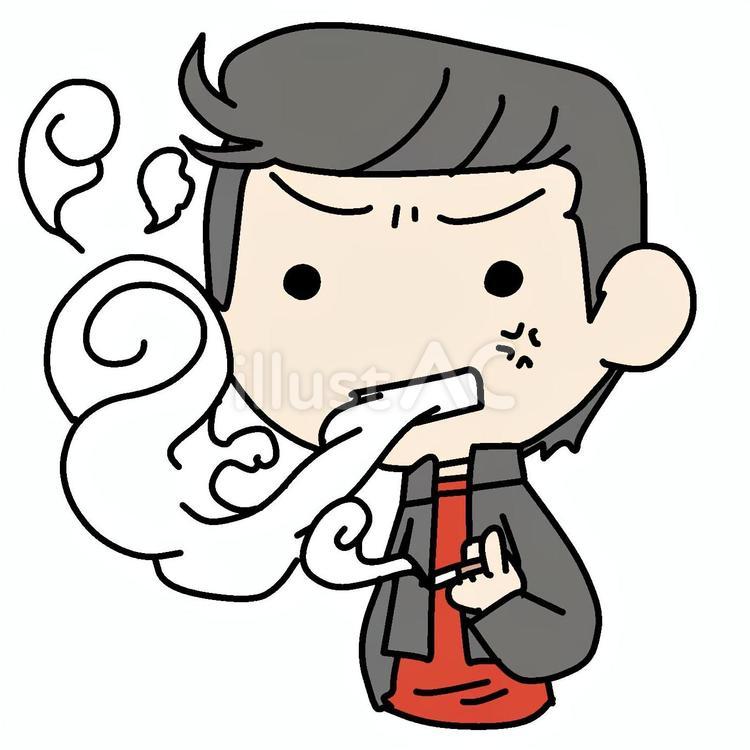 怒りながら煙草を吸うコスプレ男性 俳優,不良,怒るのイラスト素材