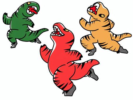 ティラノサウルスレース ティラノサウルスレース,ティラノレース,着ぐるみ,ティラノサウルス,楽しい,全力,コミカル,走りにくい,走る,レースのイラスト素材