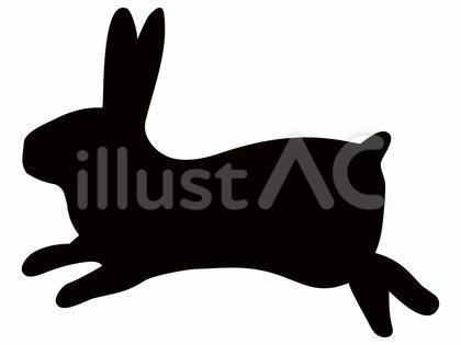 飛び跳ねるウサギのシルエット