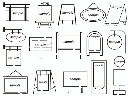 Illustration, set, signboard, frame, 