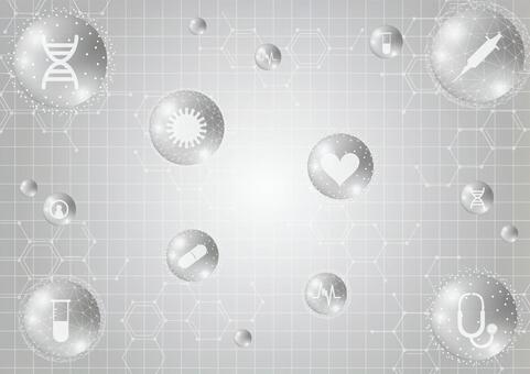かっこいい医療ツールとテクノロジーの背景 医療,ヘルスケア,化学,構造式,幾何学,ライン,水玉,ハート,ウイルス,バクテリアのイラスト素材