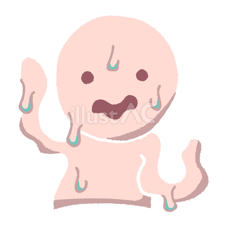 焦って困る人　主線なし 焦り,冷や汗,困るのイラスト素材