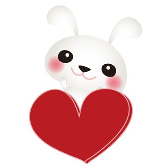 白うさぎ赤いハート 白うさぎ赤いハート うさぎ,ハート,気持ち,心,愛,愛情,ラブ,好き,感謝,ありがとうのイラスト素材