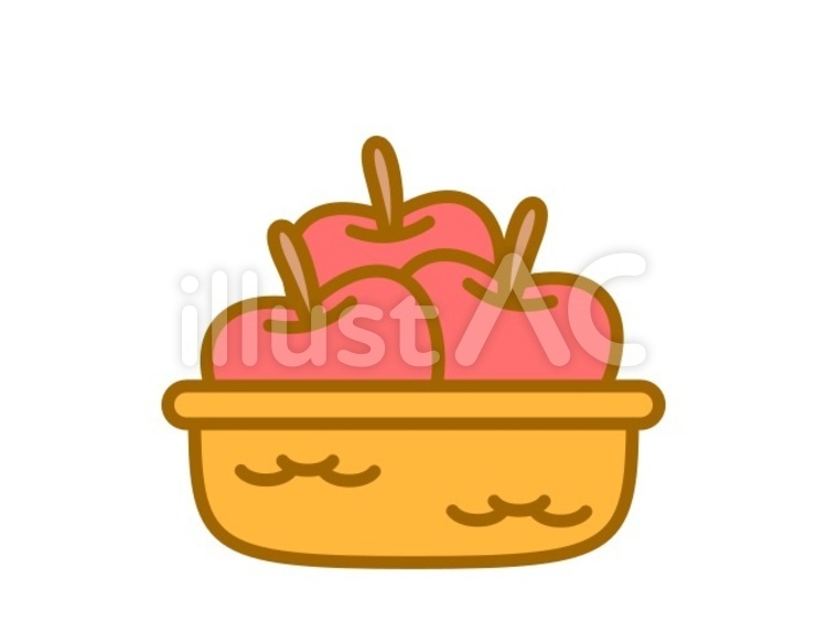 かご　りんご　赤 りんご,果物,食べ物のイラスト素材