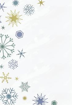 雪の結晶のフレーム ハガキサイズ  雪,雪の結晶,結晶,snow,背景,緑,黄色,黄,かわいい,きれいのイラスト素材