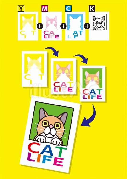 4色印刷の説明図_Y 印刷,プリント,cmykのイラスト素材