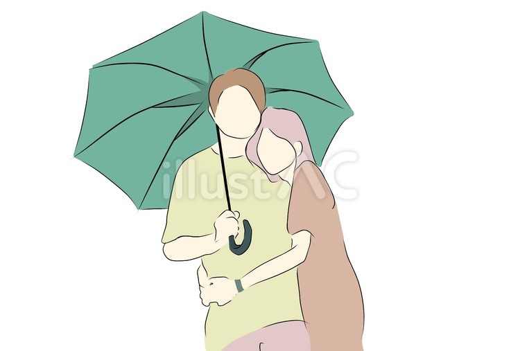 雨の日も仲良し 生活,カップル,雨のイラスト素材