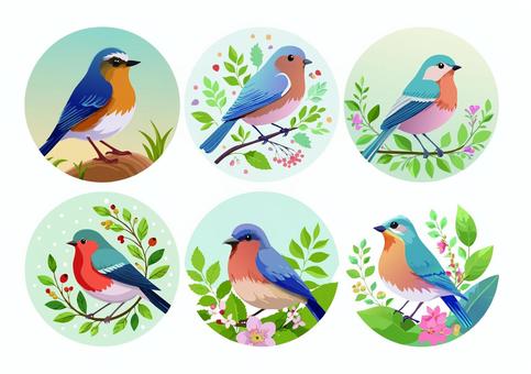 円形小枝にとまる鳥のイラスト 円形小枝にとまる鳥のイラスト 鳥,円,小枝のイラスト素材