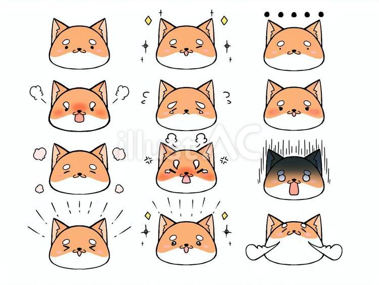 かわいい柴犬の顔　アイコン表情セット 柴犬,かわいい,犬のイラスト素材
