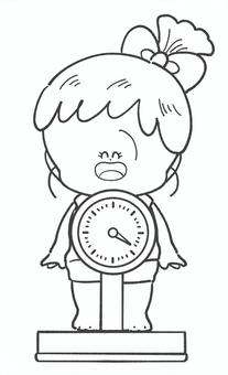 身体測定の白黒手描きイラスト1 身体測定の白黒手描きイラスト1 身体測定,発育測定,体重,体重計,子ども,幼児,小学生,保育園,幼稚園,療育園のイラスト素材