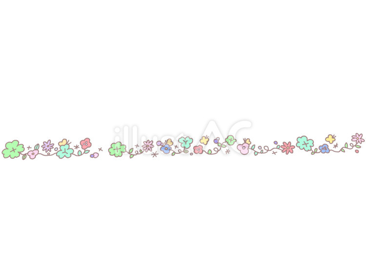 かわいいクローバーと花のライン・枠 ライン,枠,飾り罫のイラスト素材