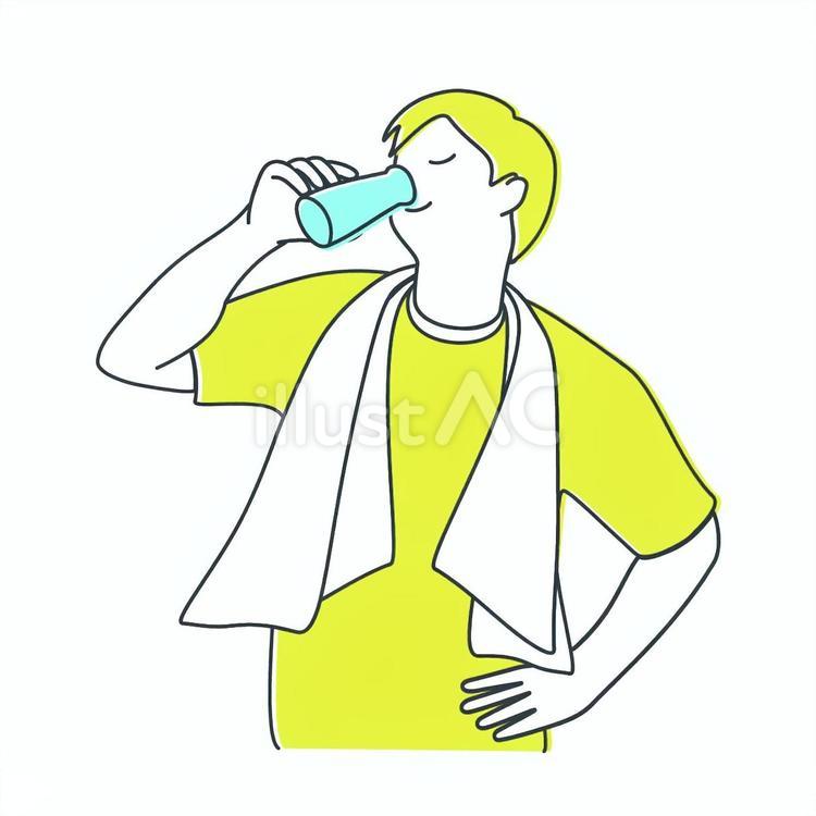 瓶入りの飲み物を飲む男性　表情アリ 飲み物,瓶入り,男性のイラスト素材