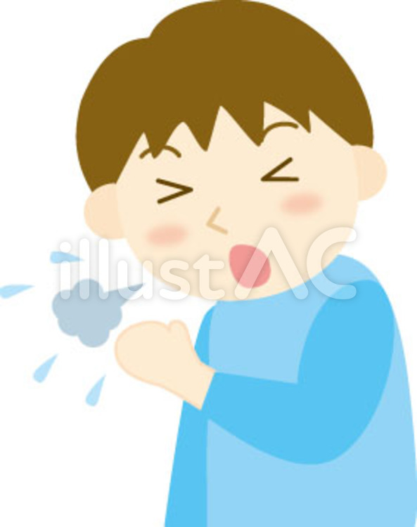 咳をする男の子 咳,くしゃみ,男の子のイラスト素材